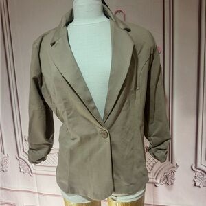 Women’s Noir Khaki Blazer Jacket Pre-Scrunch Sleeves 1x New Stretch Comfortable